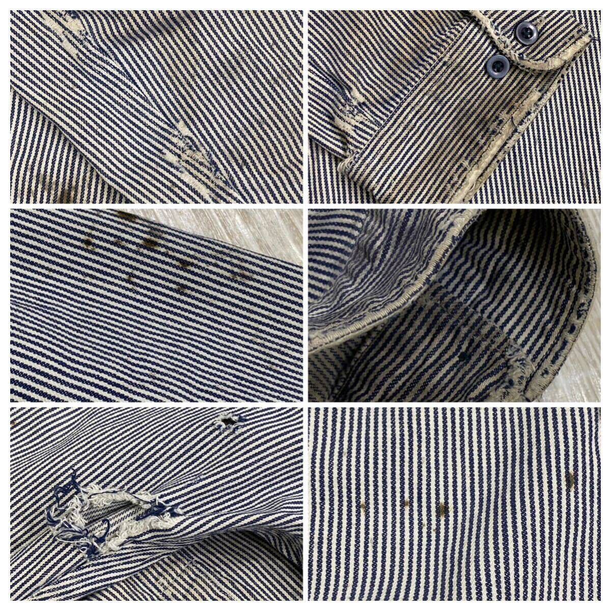 Carhartt Hickory Half Zip Pullover Fade Shirt カーハート ヒッコリー ハーフ ジップ プルオーバー フェード 長袖 ワーク シャツ 3XL_画像8