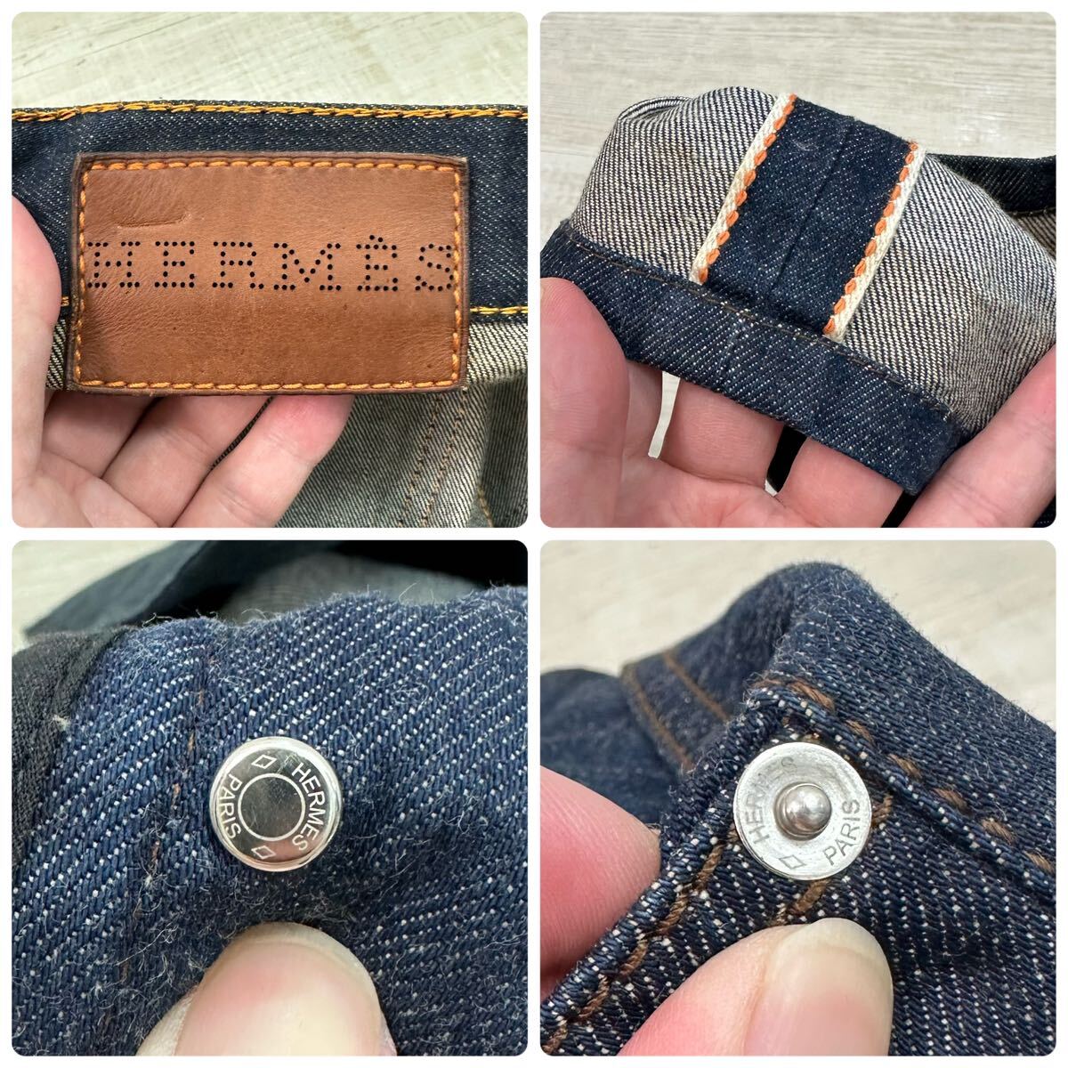 希少 HERMES エルメス リジッド デニム パンツ 赤耳 DENIM PANTS MADE IN FRANCE フランス製 インディゴ 系 サイズ 42_画像9