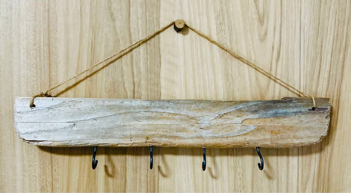 天然流木アート　フック　ミニ木製シーグラスピンチ
