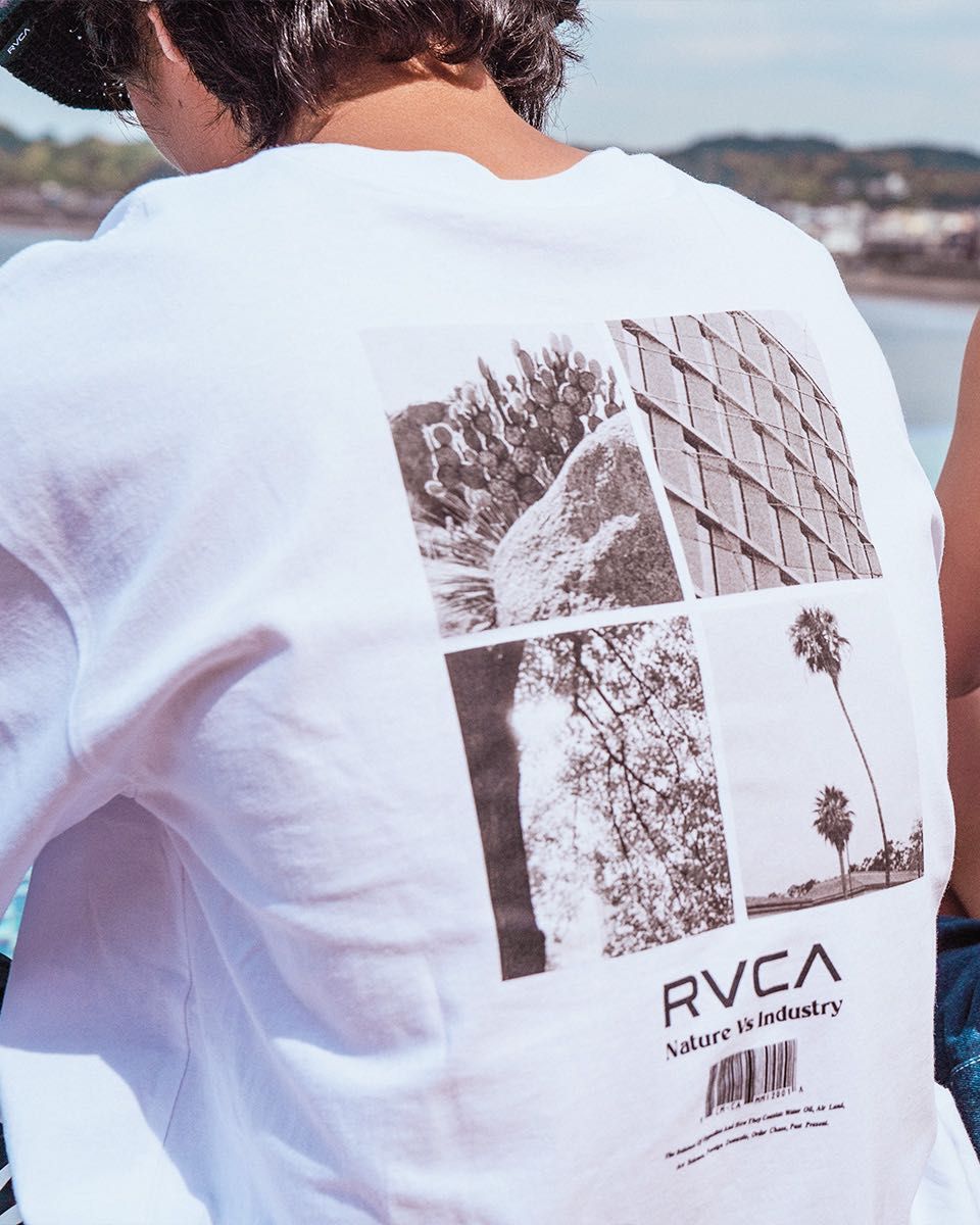 新品未使用 男女兼用 RVCA ルーカ AZUL by moussyコラボ商品半袖Tシャツ バックプリント ロゴ刺繍 ホワイト F