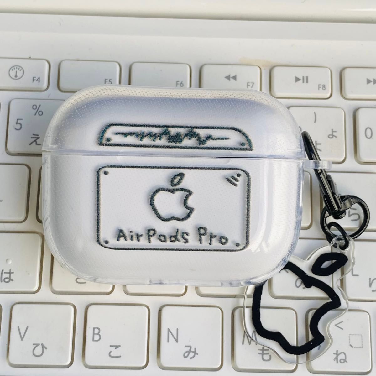 アップル　りんご　手書き風　Apple TPU AirpodsPro2 エアポッズ　新作　AirpodsPro2