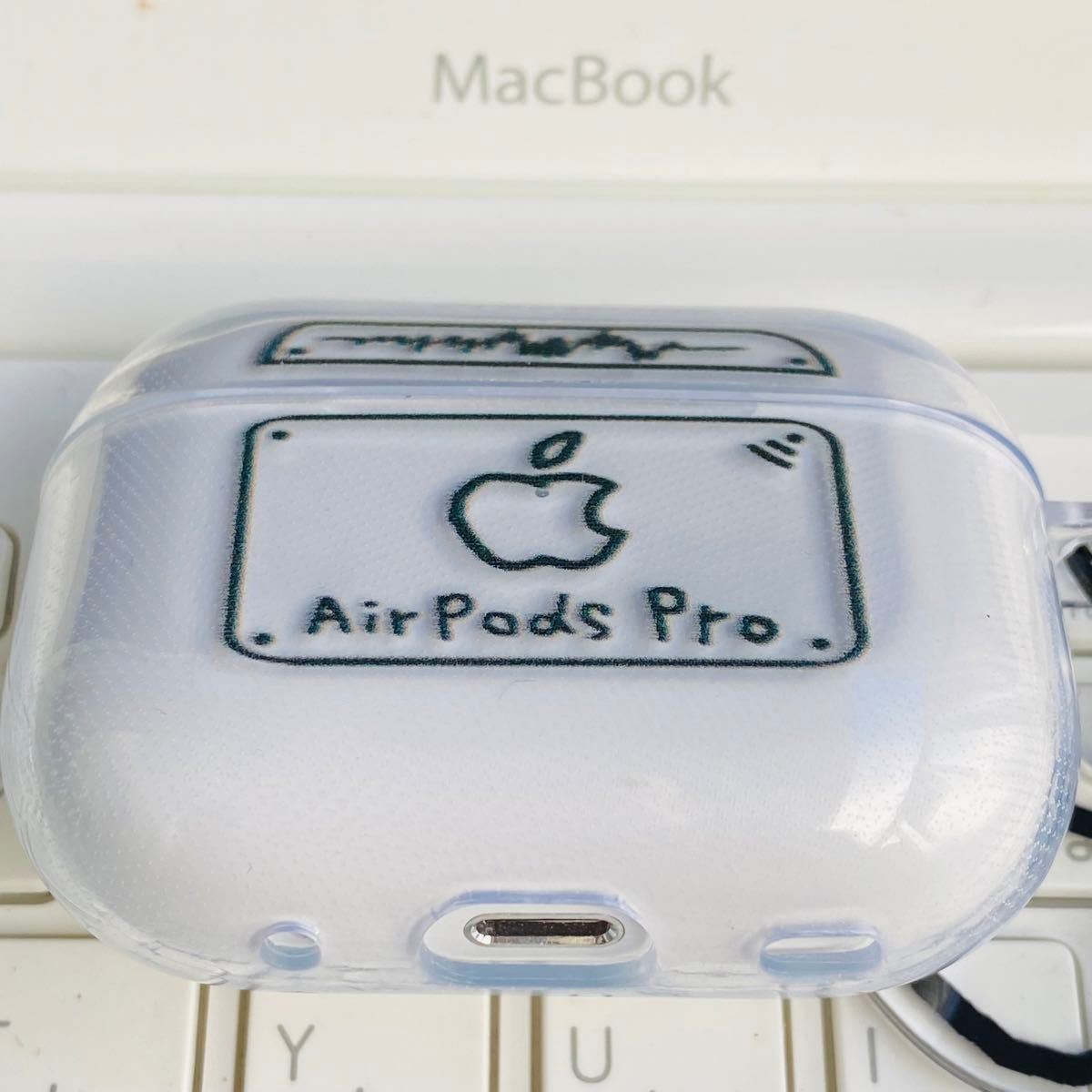 アップル　りんご　手書き風　Apple TPU AirpodsPro2 エアポッズ　新作　AirpodsPro2