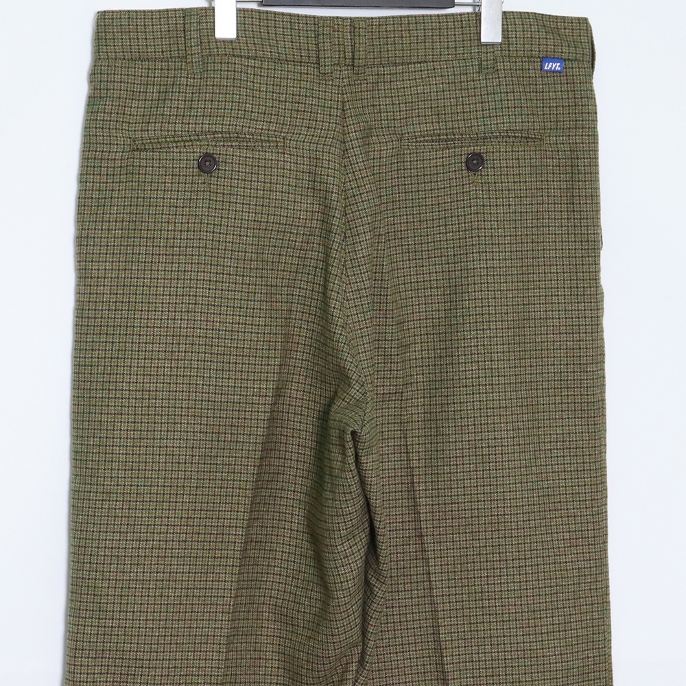 LFYT × WOODBLOCK PLEATED TROUSERS サイズ36 ブラウン LA221208 エルエフワイティー ウッドブロック ワッペン コラボ スラックスパンツ_画像4