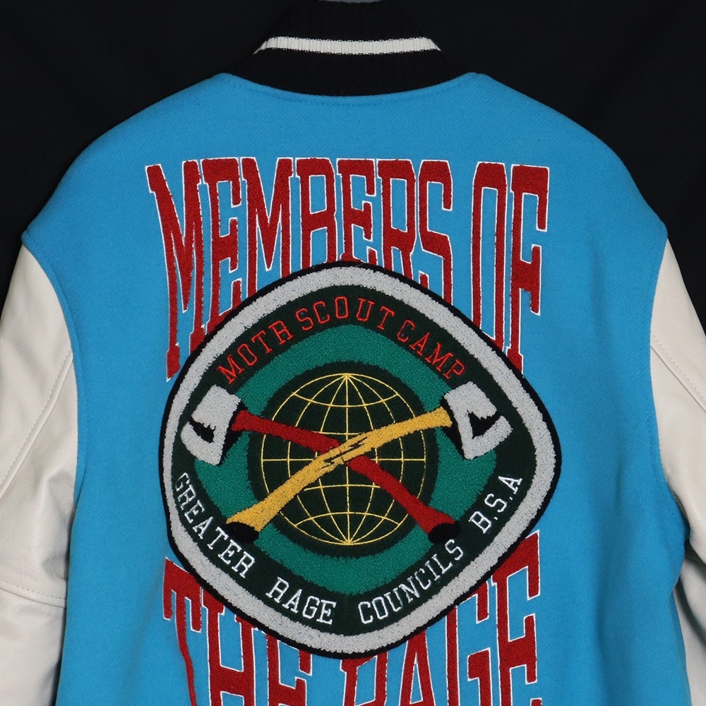 MEMBERS OF THE RAGE CLASSIC CAMP VARSITY JACKET XXLサイズ ブルー MTFW23JA02363809 メンバーズオブザレイジ ロゴ 刺繍 スタジャン_画像5