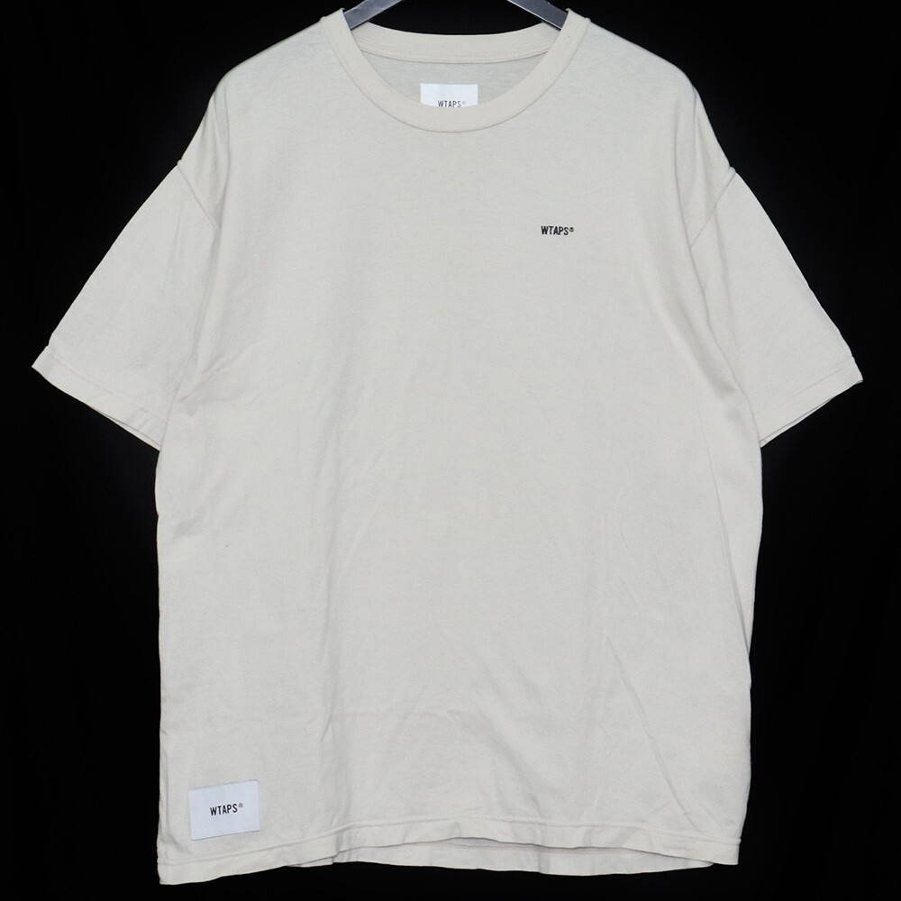 WTAPS SS COTTON TEE 01サイズ アイボリー 221ATDTーCSM05 ダブルタップス 刺繍ロゴ コットン 半袖カットソー Tシャツ_画像1