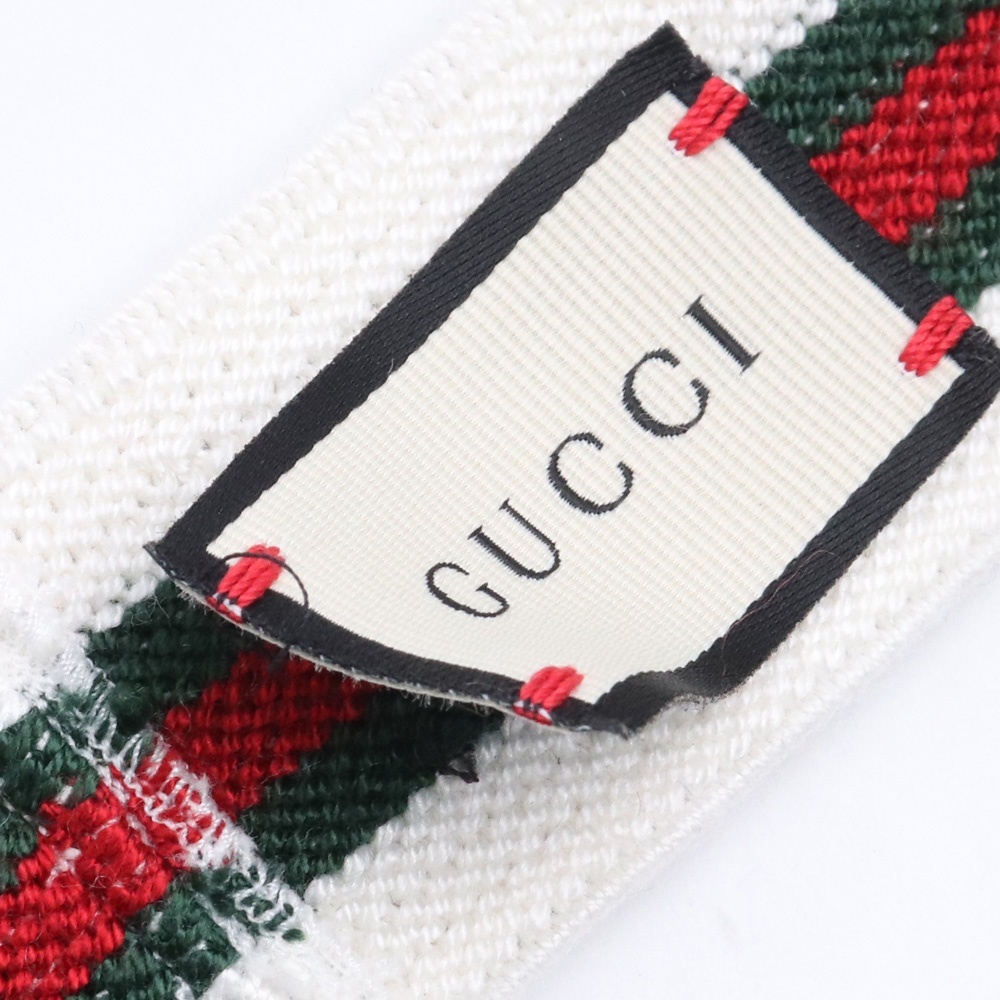 GUCCI 17AW Striped Stretch-knit Headband ヘアバンド ホワイト 491819-3G127-9066 グッチ ストレッチ ニット_画像5