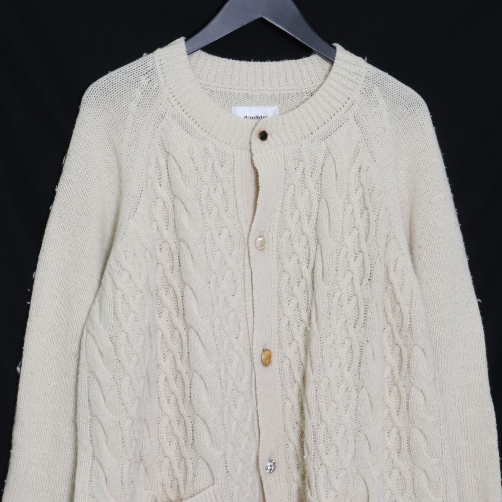 DOUBLET RECYCLE WOOL CABLE CARDIGAN Sサイズ アイボリー 21AW35KN56 ダブレット リサイクル ウール 毛玉加工 厚手 カーディガン_画像3