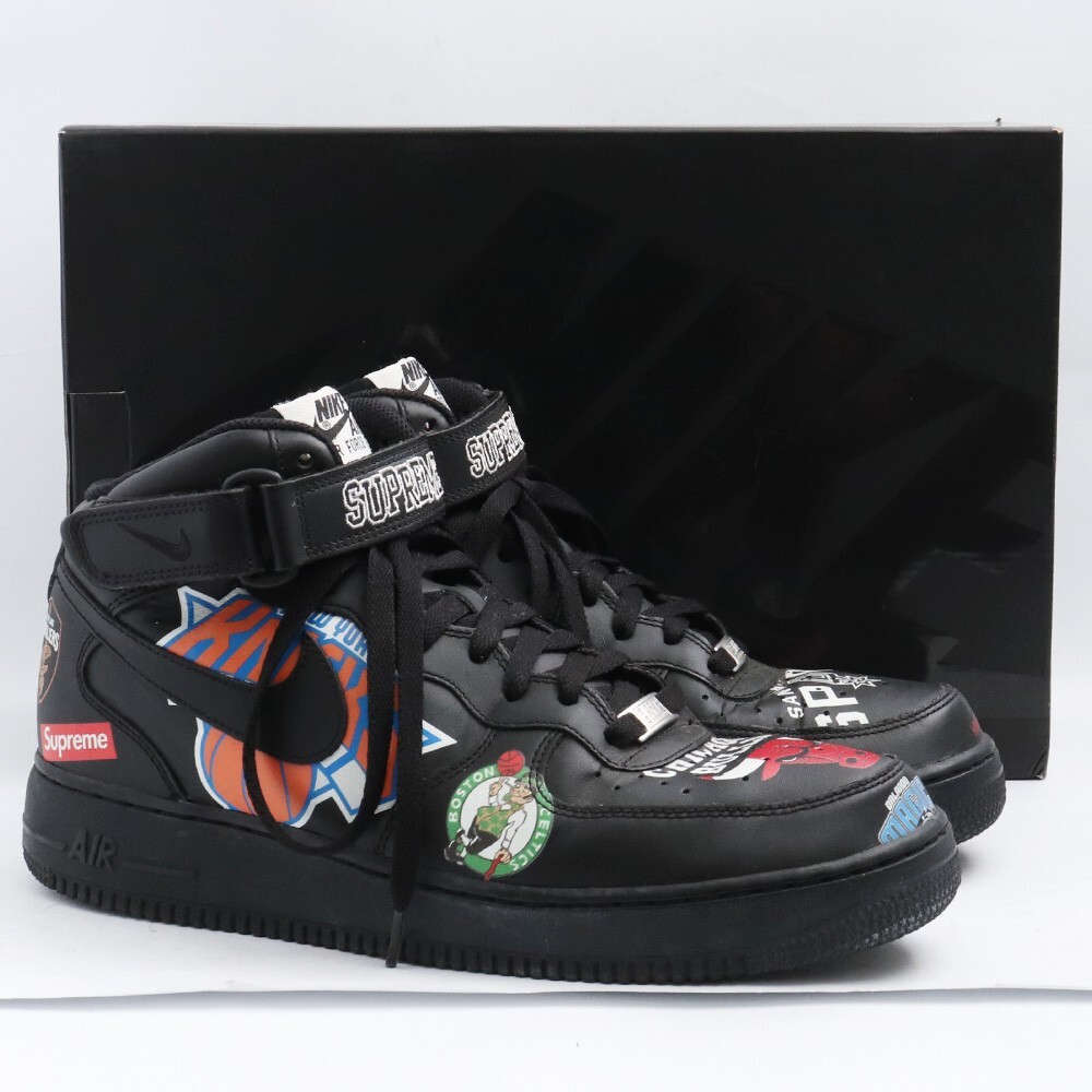 28.5cm NIKE × SUPREME NBA Air Force 1 Mid '07 Black AQ8017-001 ナイキ シュプリーム エアフォースワン ブラック スニーカー_画像1