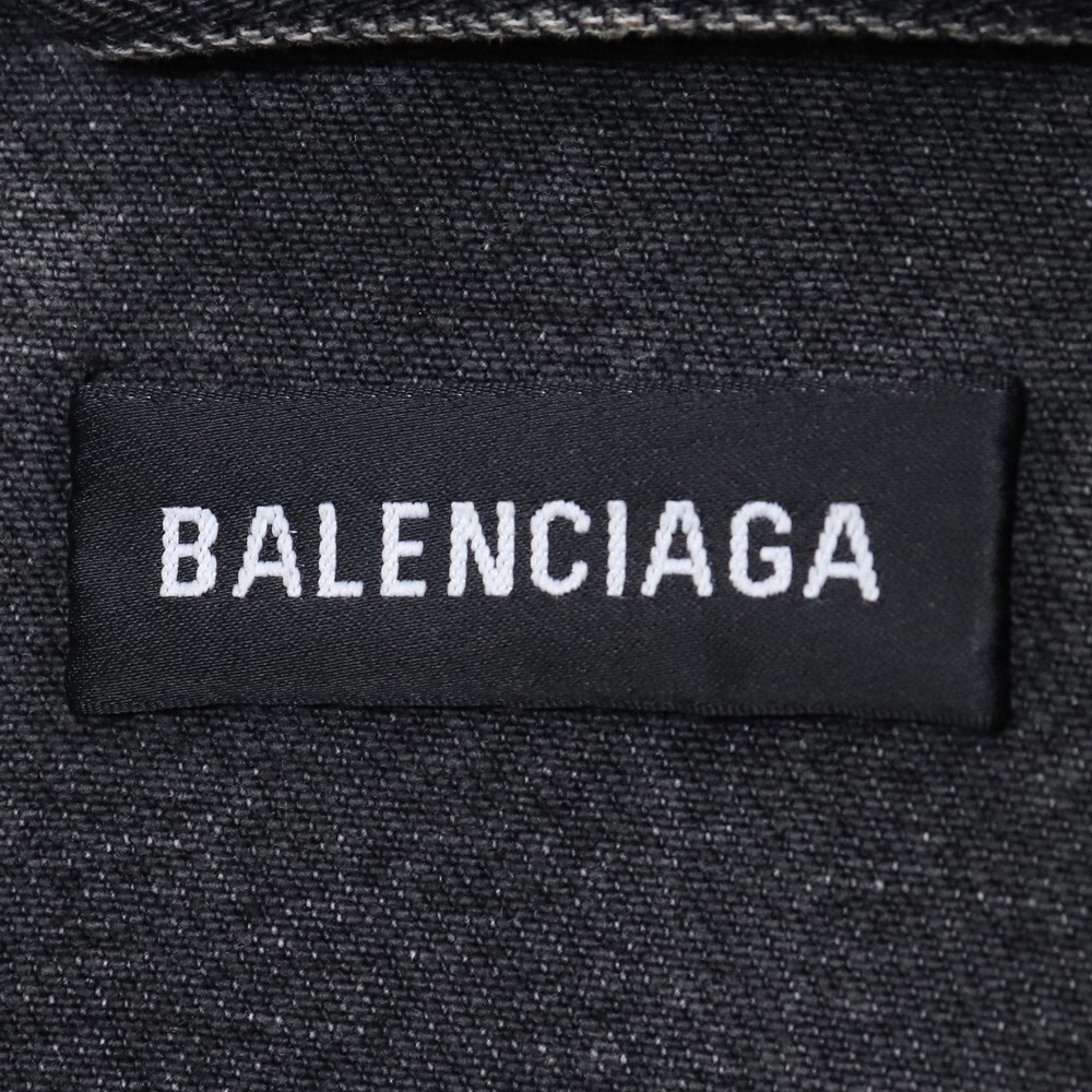 BALENCIAGA グラフィックデニムジャケット 44 ブラック 534556 TXE03 バレンシアガ グラフィティデザイン オーバーサイズ ペイント gジャン_画像5