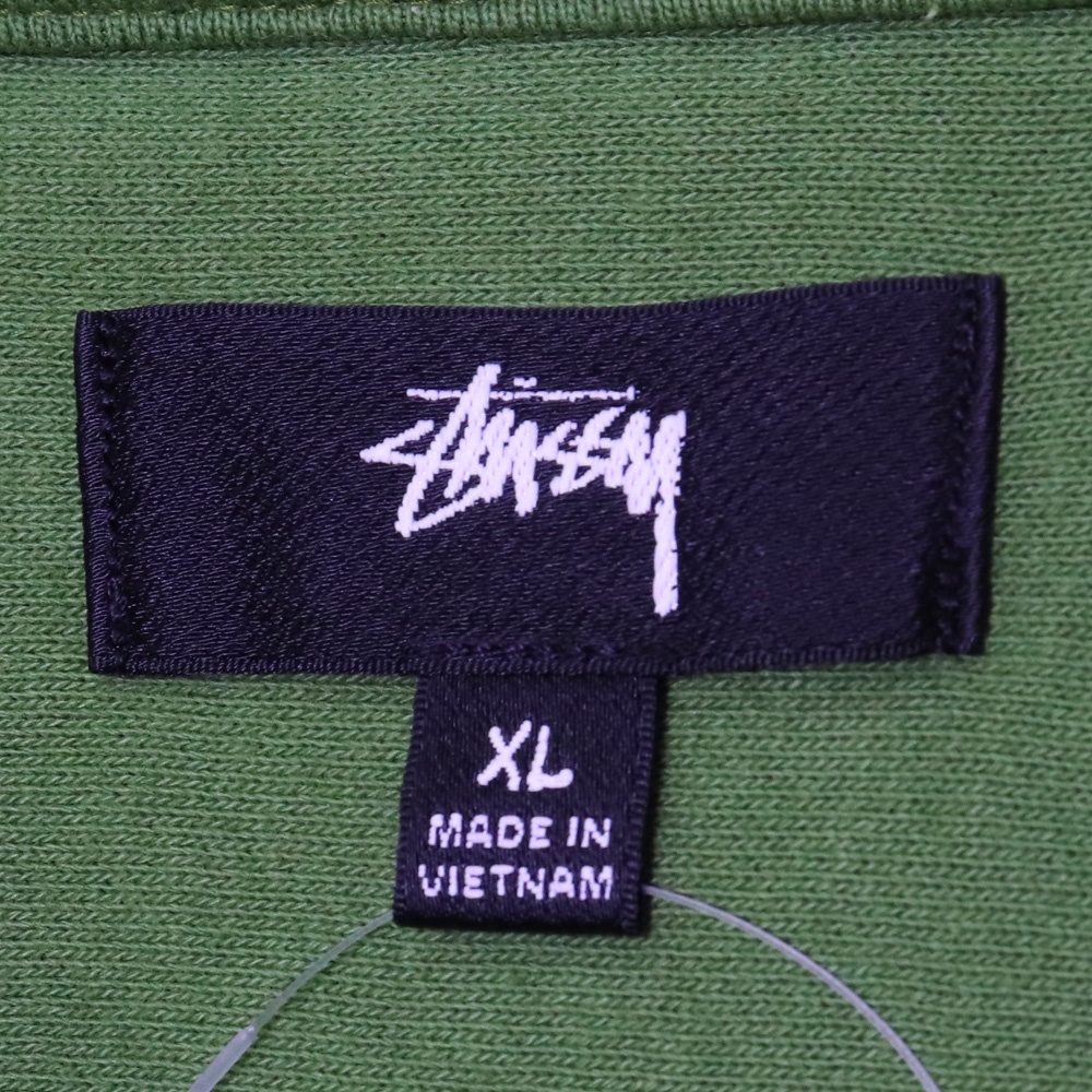 STUSSY ワンポイント刺繍ロゴスウェットパーカー XLサイズ グリーン ステューシー logo sweat hoodie フーディー_画像6