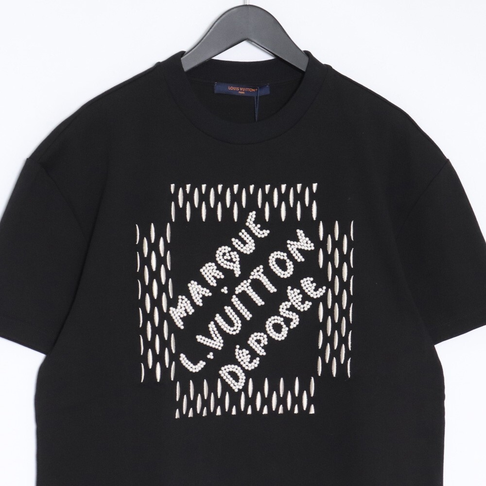 未使用 LOUIS VUITTON エンブロイダードシグネチャーコットンTシャツ S ブラック 1AFJFG HQY71W ルイヴィトン Signature T-Shirt 半袖_画像3