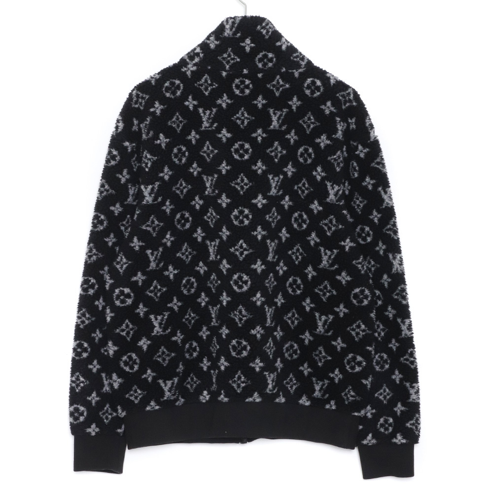 LOUIS VUITTON モノグラムフリースジップアップジャケット M ブラック RM201M TCM HIY04W ルイヴィトン ボアブルゾン Monogram Fleece_画像2