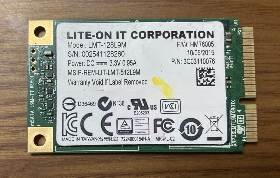 【使用時間・小】LITEON ライトン LMT-128L9M（mSATA接続 SSD 128GB）