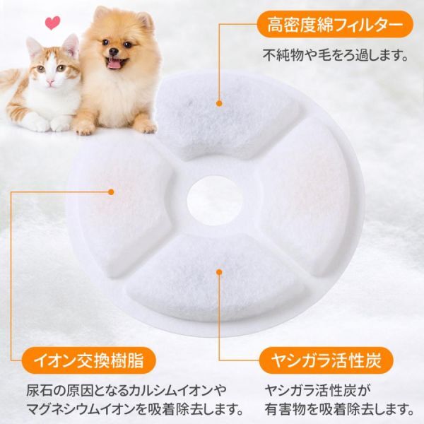 自動給水器 フィルター 6枚セット 2.5L用 給水器 湧き水タイプ 猫 犬 ペット ペットウォーター_画像4