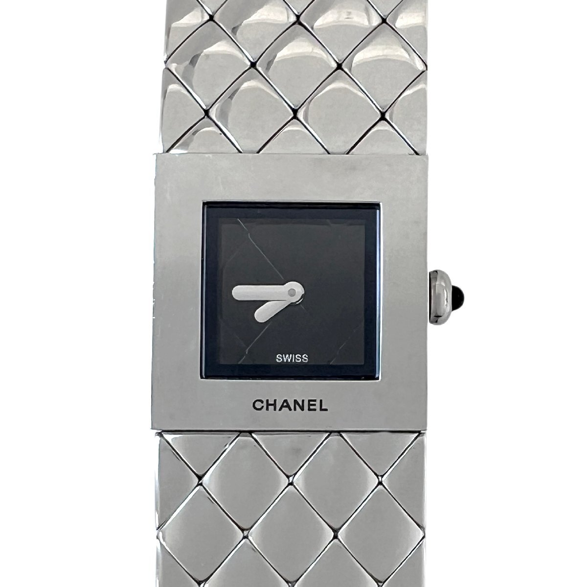 CHANEL Chanel часы часы matelasse женский SS кварц чёрный циферблат 
