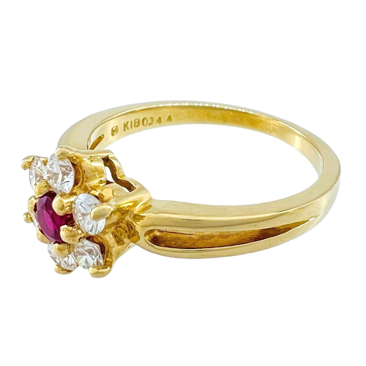 MIKIMOTO Mikimoto кольцо рубин бриллиант K18 YG 750 9.5 номер кольцо женский 