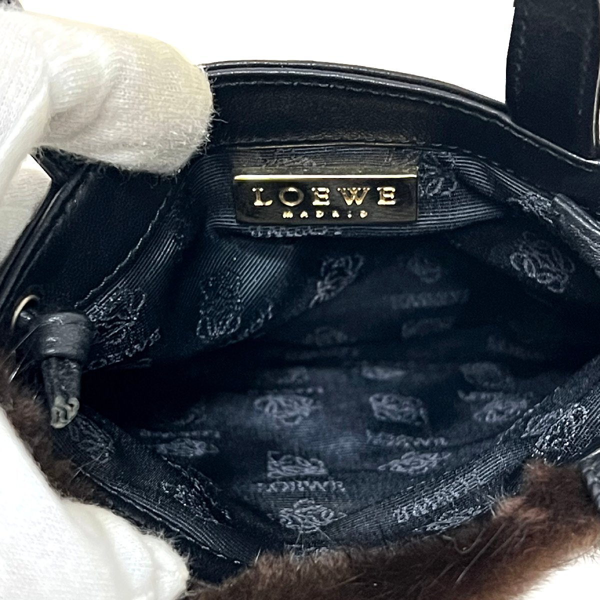 LOEWE　ロエベ　バッグ　ミニ　ファー　レザー　ハンド　2WAY　ショルダー　レディース　ブラウン　ブラック　_画像6