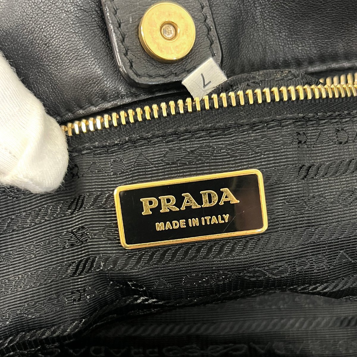 PRADA　プラダ　バッグ　ナッパレザー　リボン　トート　BN1601　ロゴ　ハンド　NERO　黒　ブラック_画像8