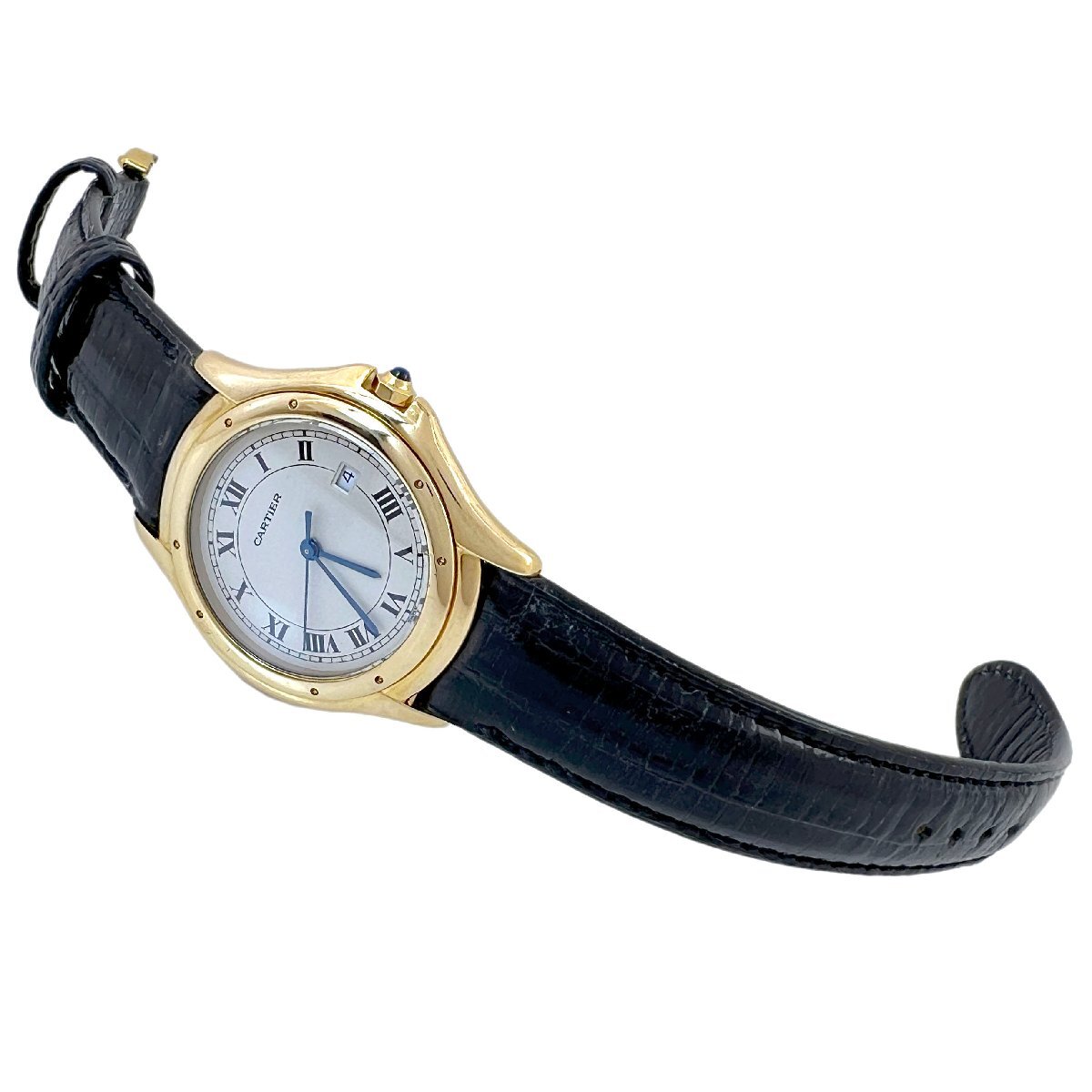 CARTIER Cartier часы пума LM Date W3500453 boys мужской хлеб tail 18K YG Vintage редкость редкий 