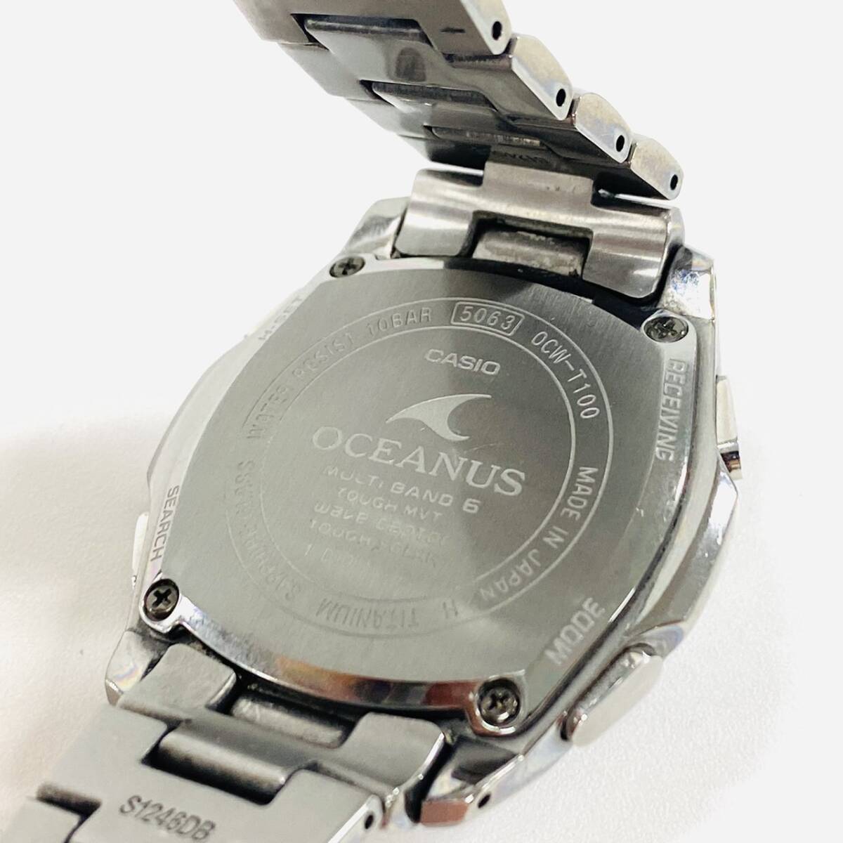 N226-Z7-361 ◎ CASIO カシオ OCEANUS オシアナス OCW-T100 電波ソーラー メンズ 腕時計 稼働 デイト アナログ 純正ベルト 時計 ②_画像9