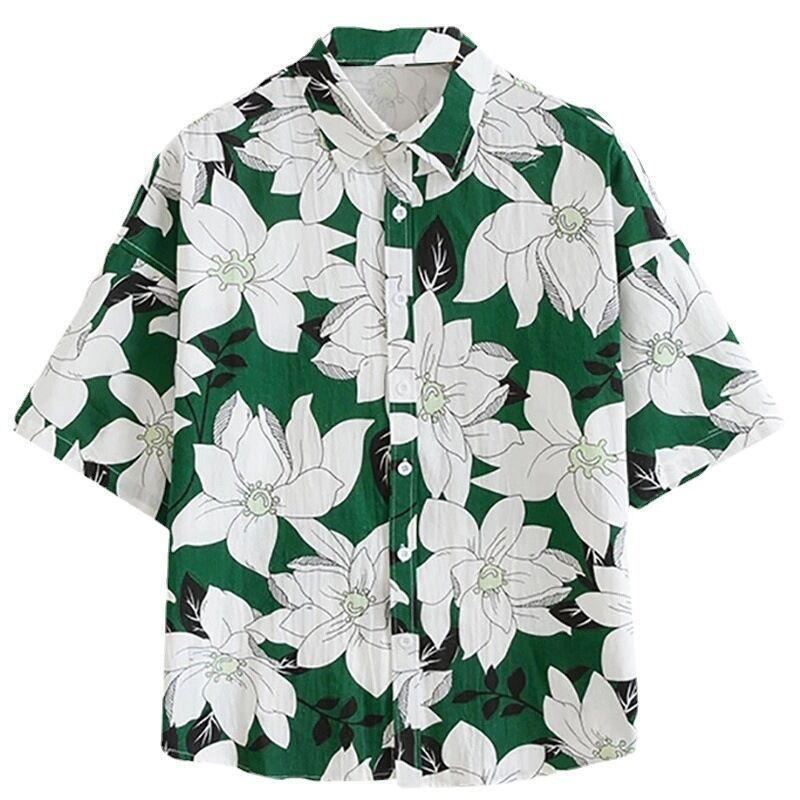 【即日発送可能】夏のマストアイテム！爽やか緑のMサイズアロハシャツ【送料無料】