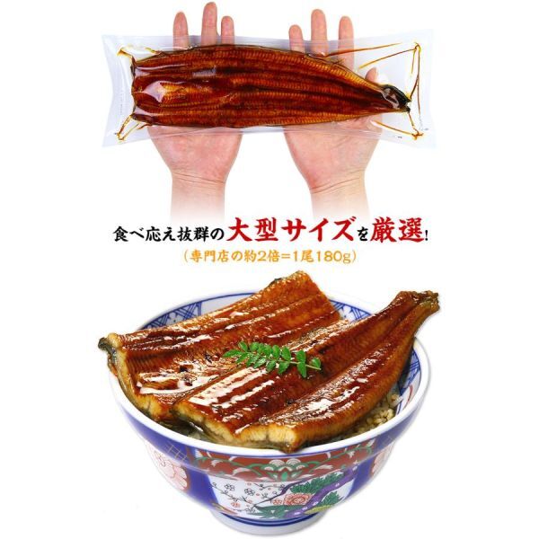 お中元 ギフト うなぎ 蒲焼き 国産 無頭180g× 2尾 真空パック入り ギフト化粧箱 ウナギ 鰻 unagi 贈り物 FF_画像5