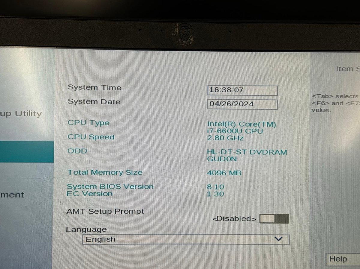 【ジャンク】東芝 Dynabook R73/D 第6世代 Core i7 メモリ4GB BIOS起動確認済_画像7