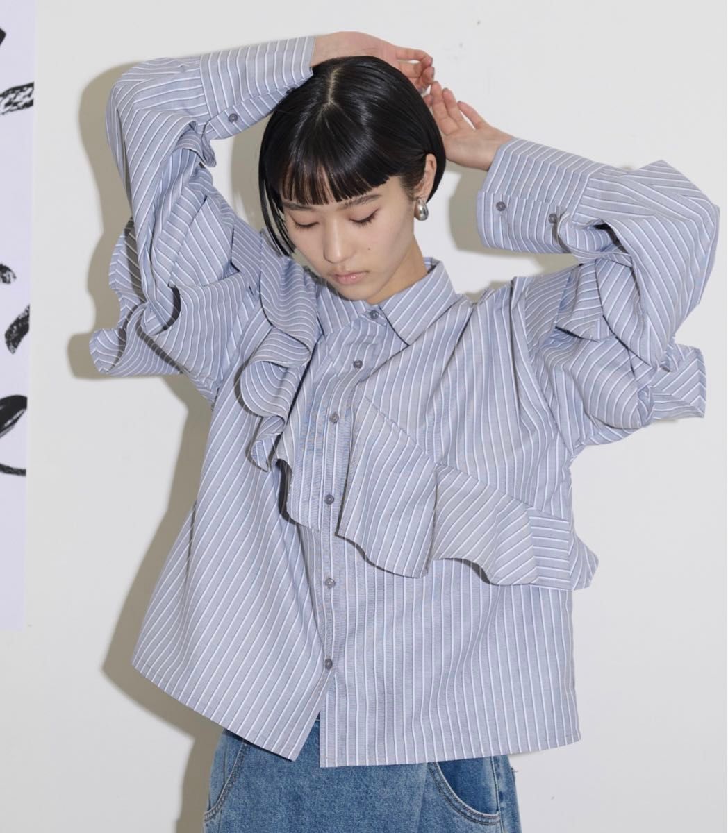 【美品】THE YOn / アシメラッフルデザインシャツ