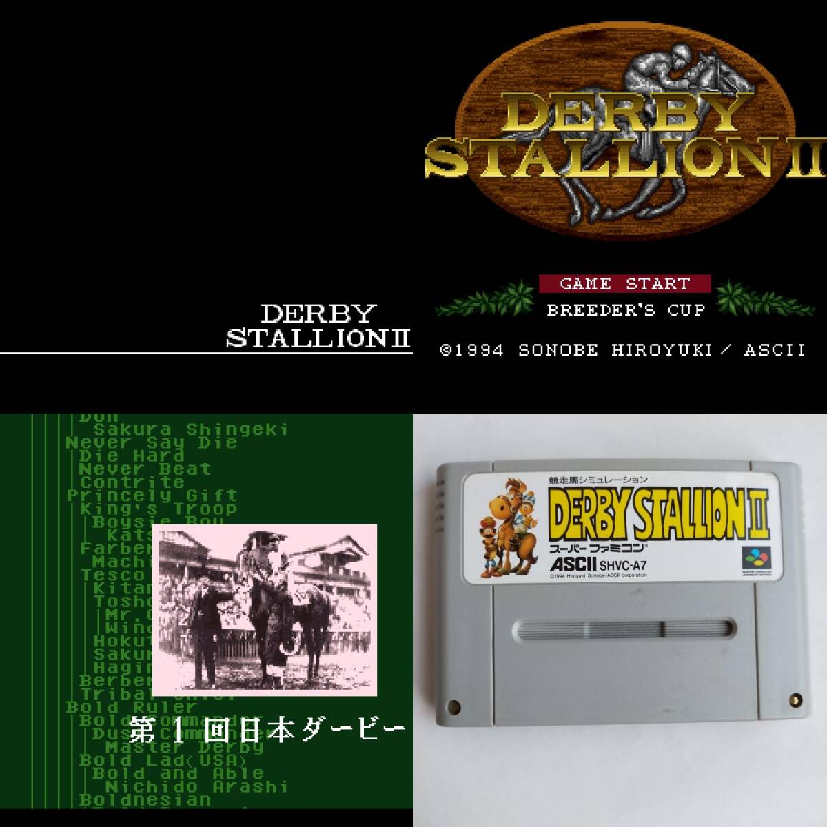 ダービースタリオン2 スーパーファミコン 動作確認済・端子清掃済[SFC6454_99]