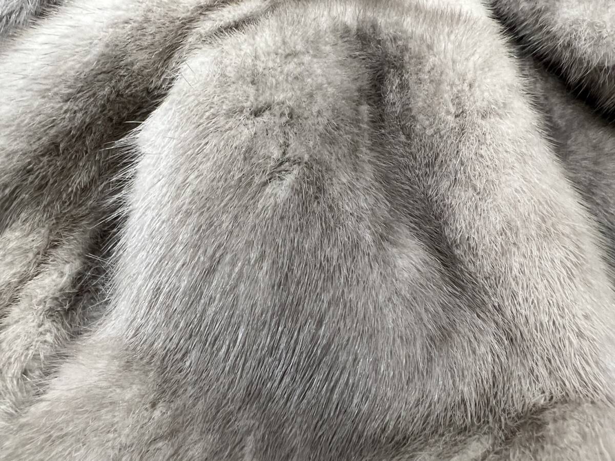 【OMO52YB】ミンクコート ノーブランド 高級 毛皮 グレー系 着丈約82cm レディース 婦人用 防寒 アウター ファッション 中古 長期保管品の画像8