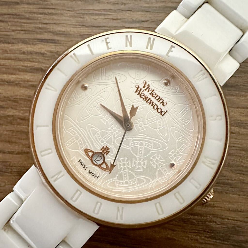 【1円〜】Vivienne Westwood ヴィヴィアンウエストウッド 腕時計 オーブ セラミック VV124WHWH レディース クオーツ 動作未確認 の画像1