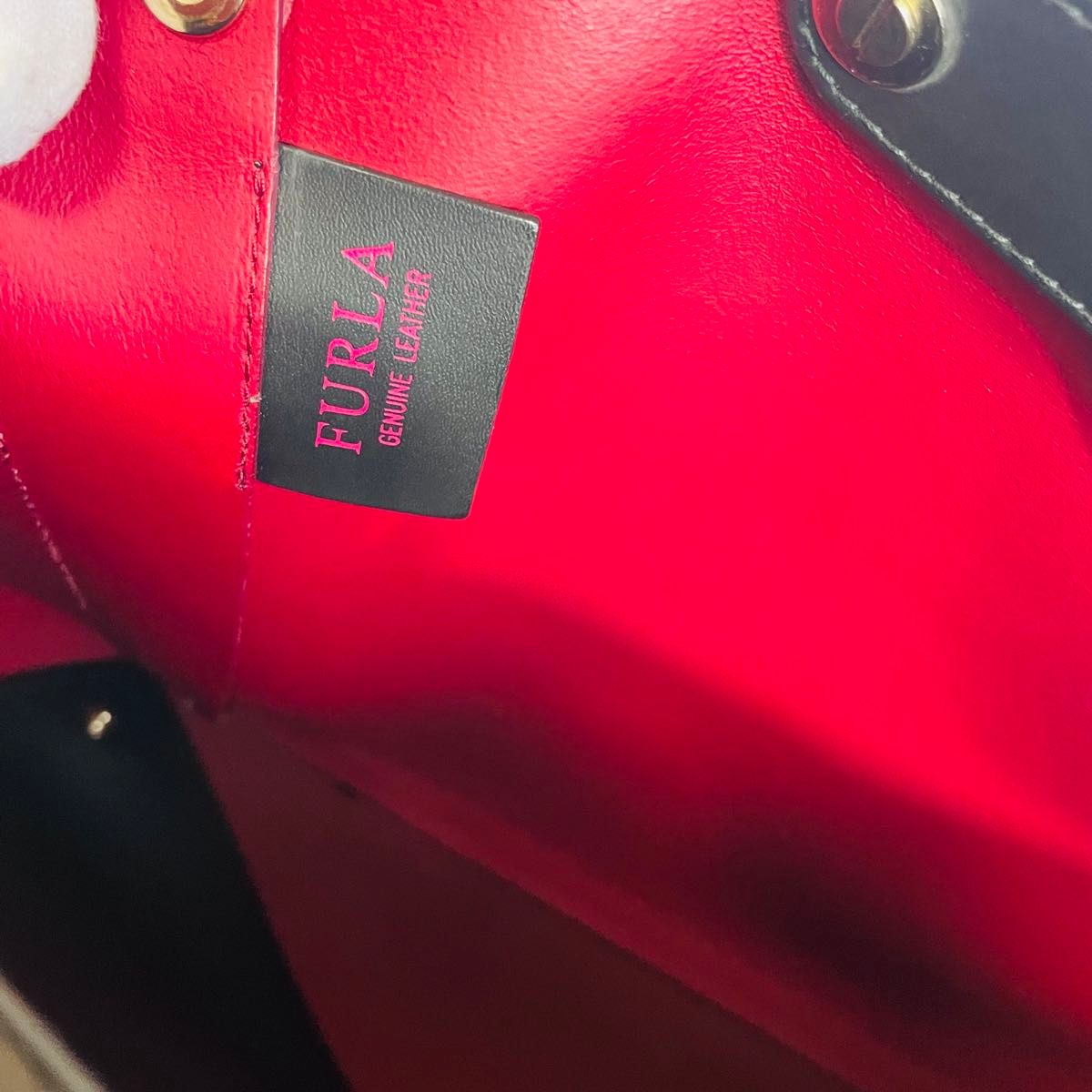 美品　フルラ　トートバッグ　エデン　レッド　黒　レザー　FURLA レディースバッグ