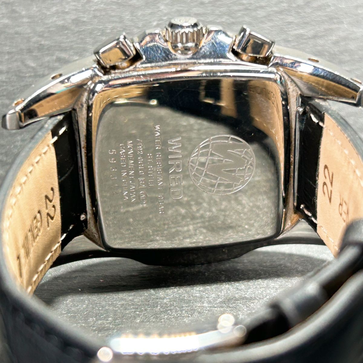 SEIKO セイコー WIRED ワイアード 7T92-0QL0 腕時計 クオーツ アナログ クロノグラフ カレンダー レザーベルト ステンレス 新品電池交換済_画像8