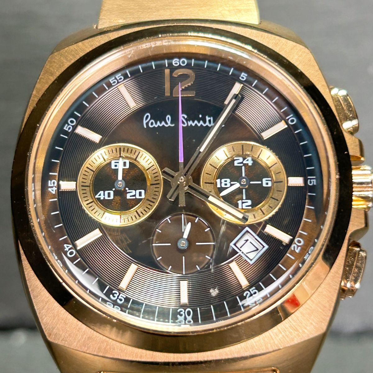  редкий Paul Smith Paul Smith 0520-T013694 наручные часы кварц аналог хронограф календарь Gold новый товар батарейка заменена рабочее состояние подтверждено 