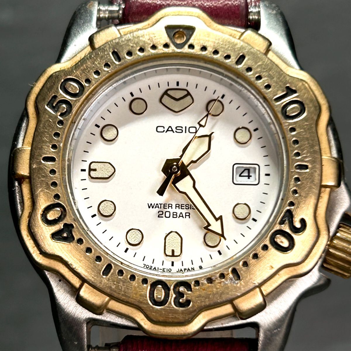 CASIO カシオ ダイバーズウォッチ LD-731 腕時計 クオーツ アナログ カレンダー ゴールド 回転ベゼル ステンレススチール 新品電池交換済みの画像3