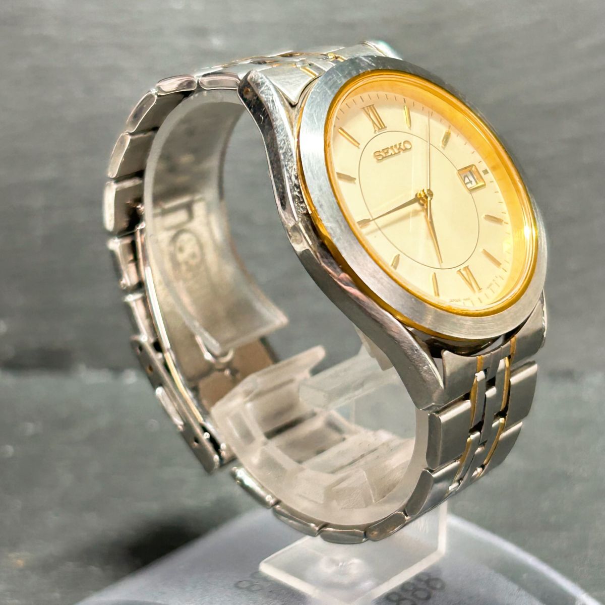 美品 SEIKO セイコー 7N42-9100 腕時計 クオーツ アナログ 3針 ゴールド シルバー コンビカラー ステンレススチール メンズ 新品電池交換済の画像5