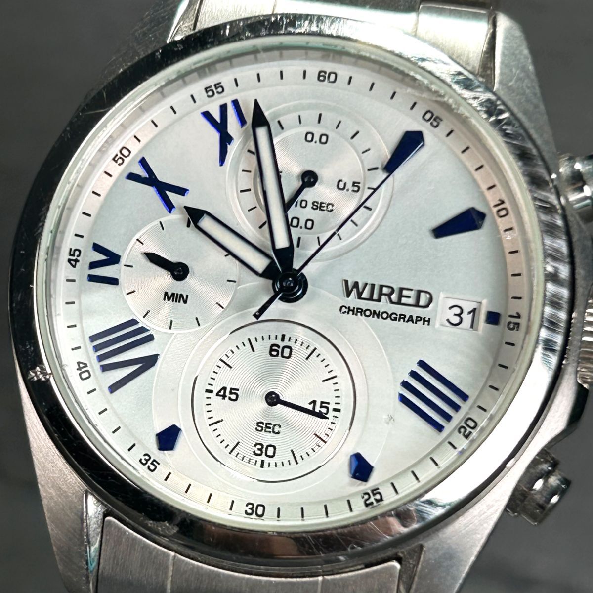 SEIKO セイコー WIRED ワイアード VD57-KZ10 腕時計 クオーツ アナログ クロノグラフ カレンダー ステンレススチール ホワイト文字盤 白の画像2