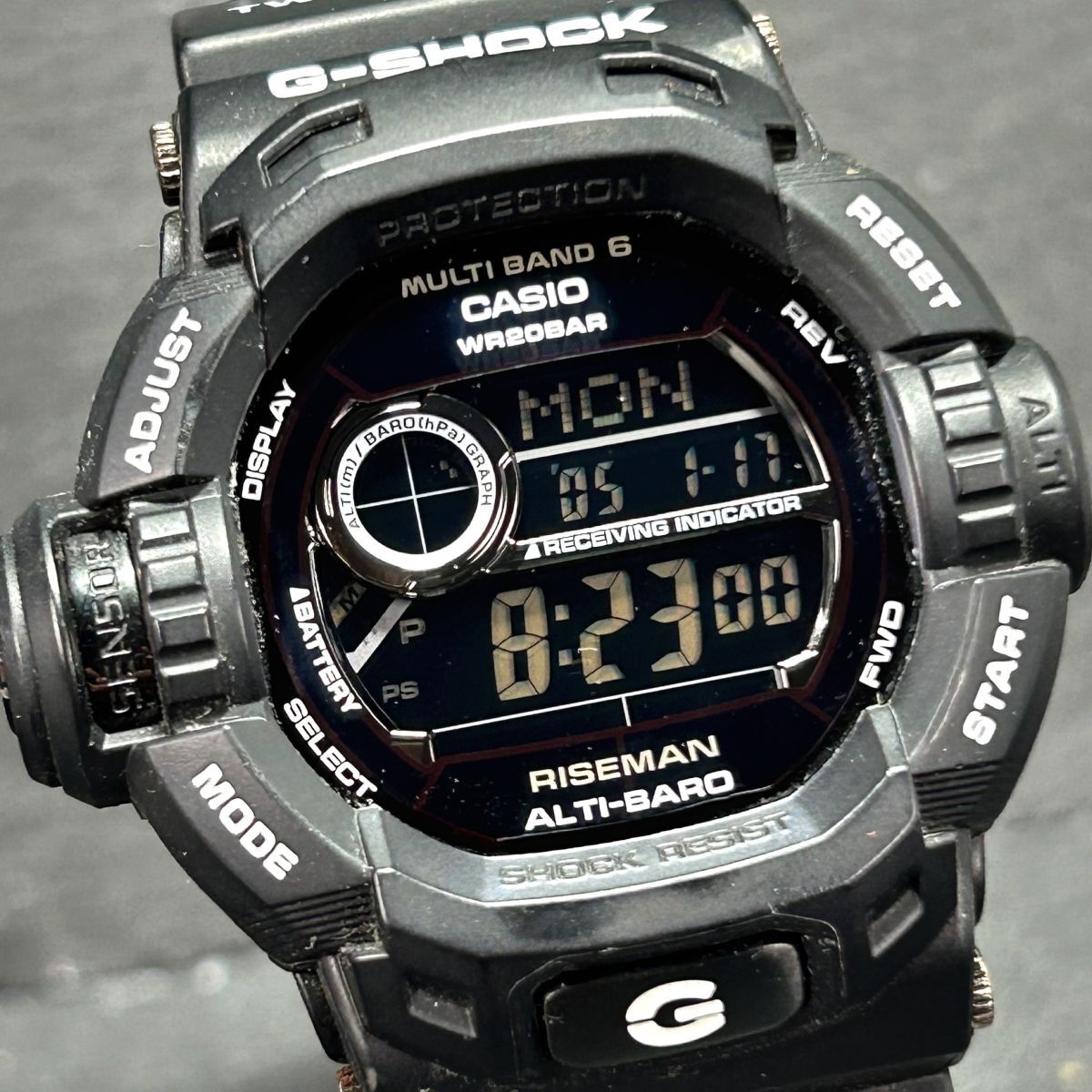 美品 CASIO カシオ G-SHOCK ジーショック RIZEMAN ライズマン GW-9200BWJ-1 腕時計 タフソーラー 電波ソーラー デジタル 多機能 ブラックの画像1