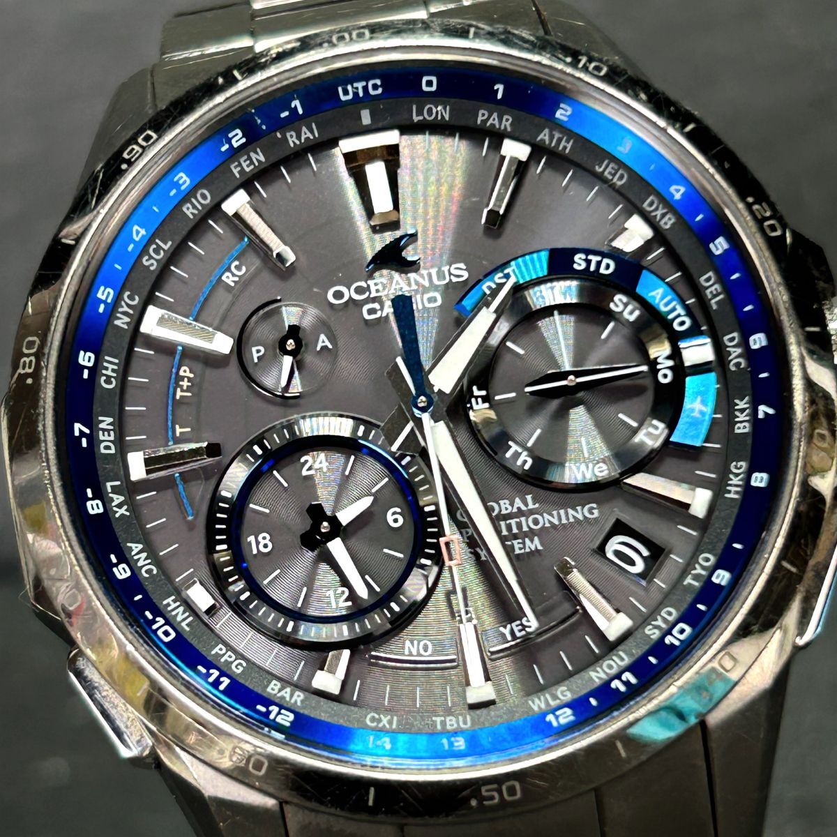美品 CASIO カシオ OCEANUS オシアナス OCW-G1000-1A 腕時計 タフソーラー GPSハイブリッド電波ソーラー チタニウム アナログ カレンダーの画像1