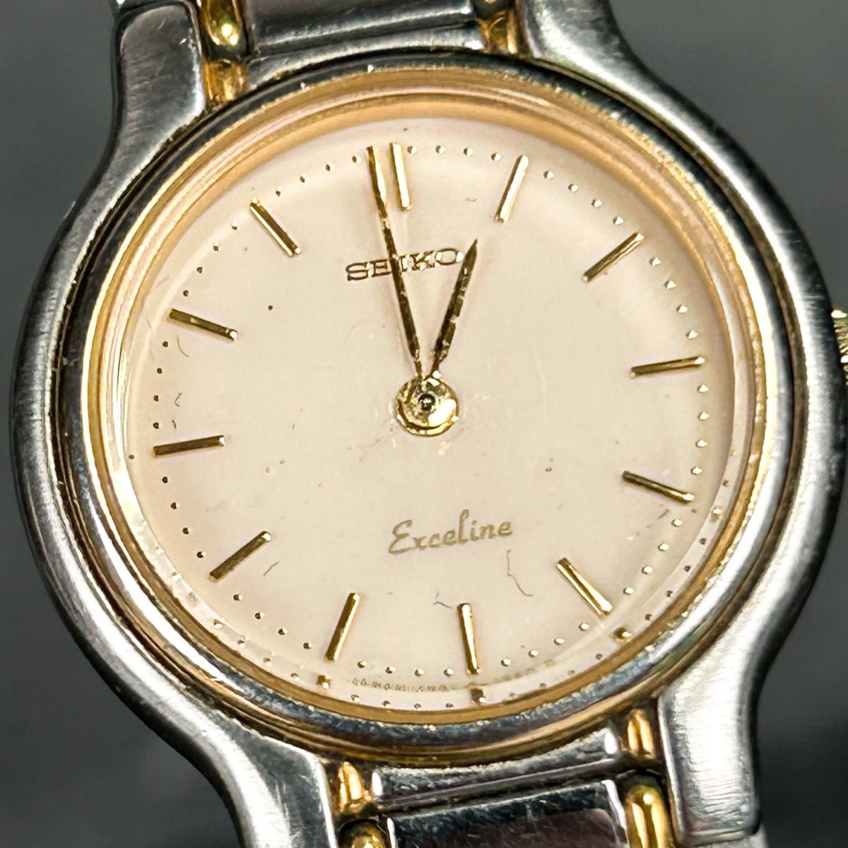 1970 годы производства SEIKO Seiko Exceline Exceline 1221-0180 наручные часы кварц аналог комбинированный цвет черепаха дверь производства нержавеющая сталь раунд 