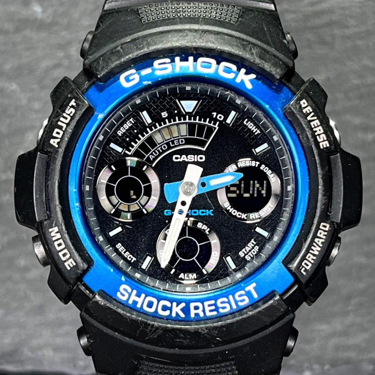 CASIO カシオ G-SHOCK Gショック AW-591-2AJF メンズ 腕時計 アナデジ ラウンド カレンダー 多機能 ブラック文字盤 樹脂 新品電池交換済み_画像1
