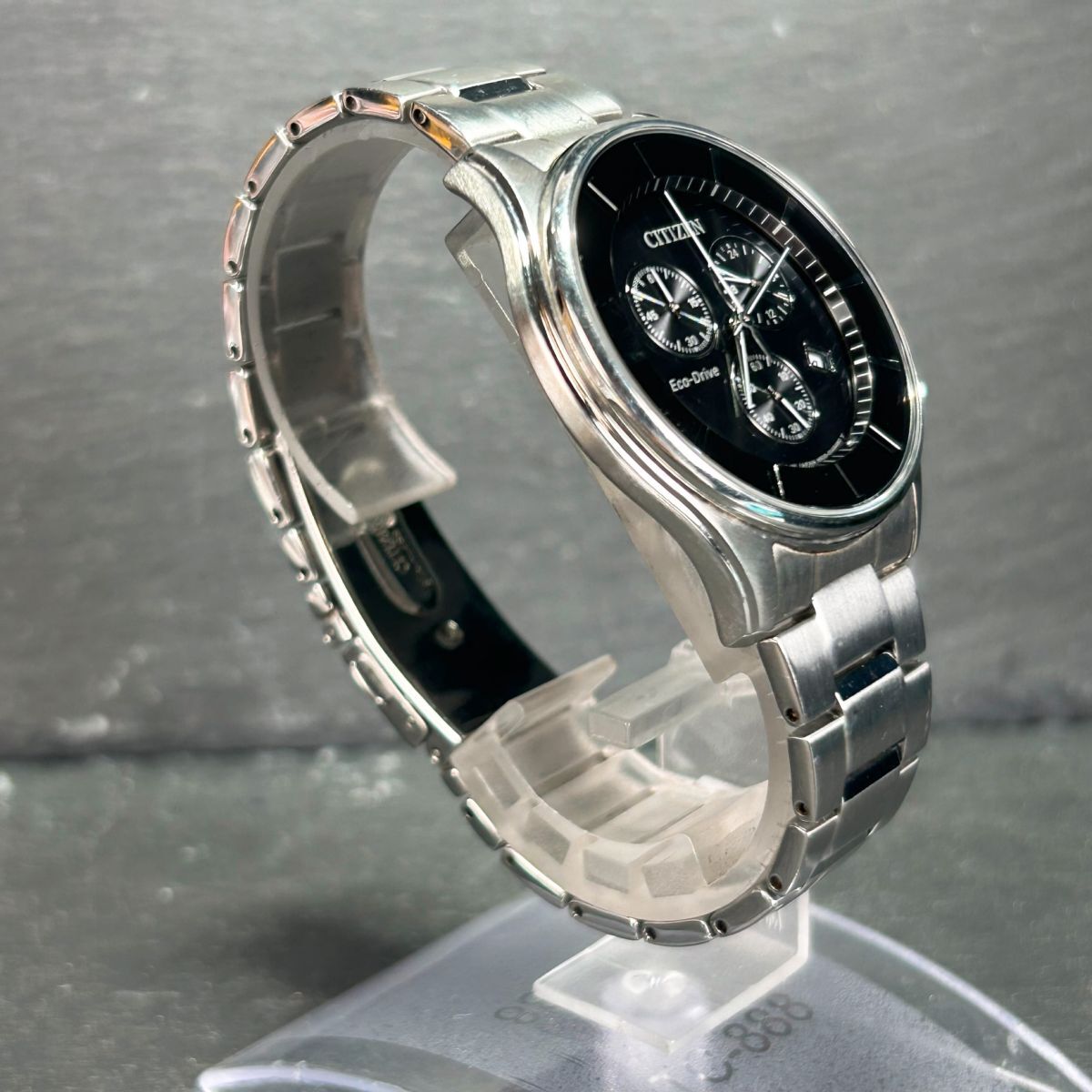 美品 CITIZEN COLLECTION シチズン コレクション AT2360-59E 腕時計 エコドライブ ソーラー クロノグラフ カレンダー ブラック 動作確認済_画像5