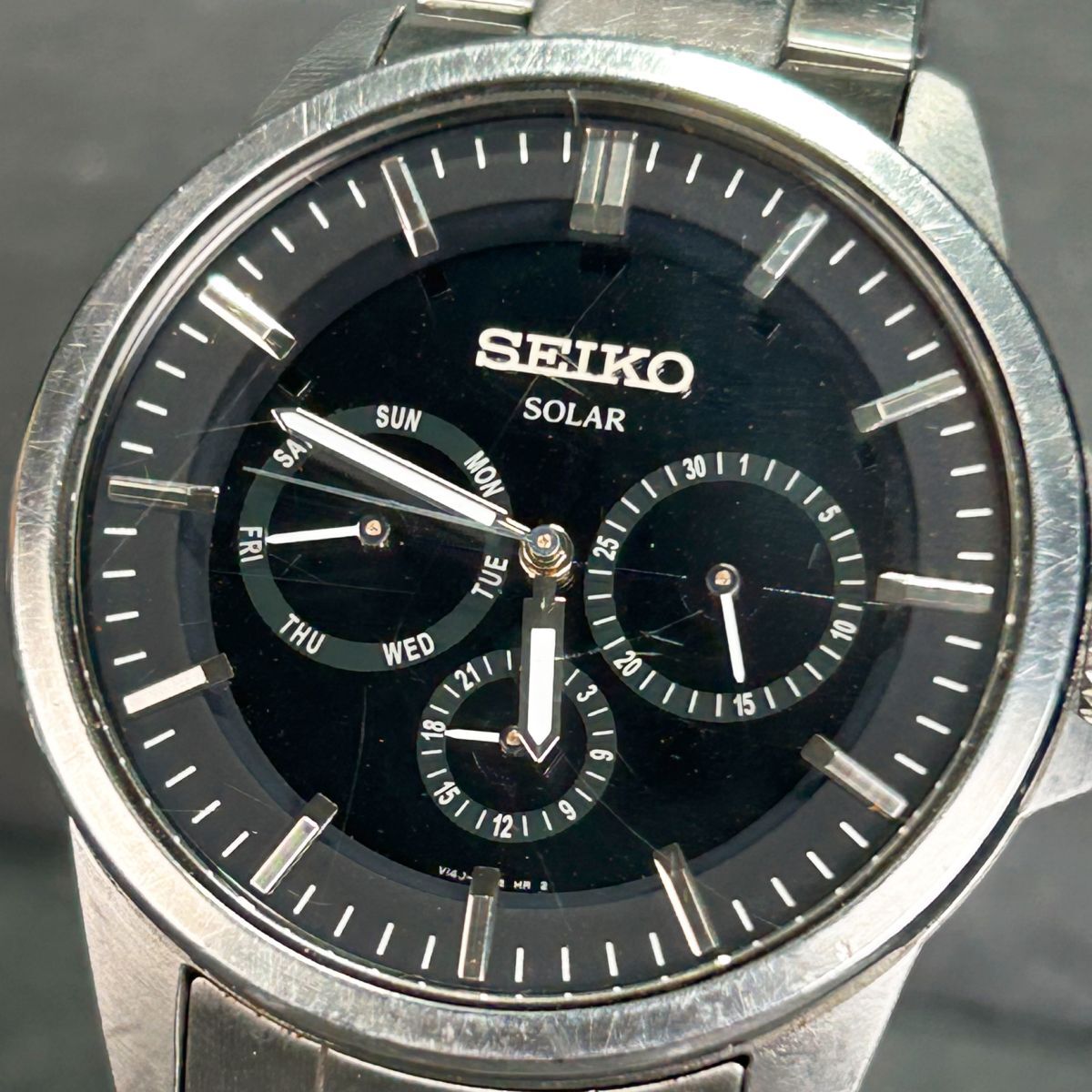 SEIKO セイコー SPIRIT SMART スピリット スマート SBPV011 腕時計 ソーラー アナログ カレンダー ブラック文字盤 メンズ 動作確認済み_画像2