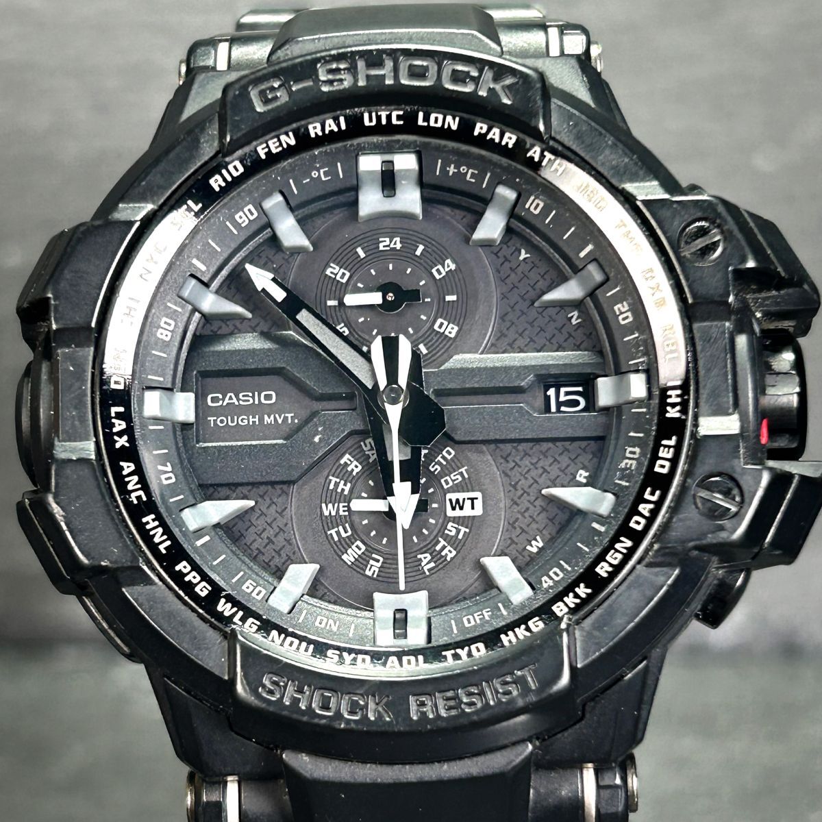 CASIO Casio G-SHOCKji- shock Sky Cockpit Composite band GW-A1000FC-1A wristwatch radio wave solar analogue multifunction light weight 