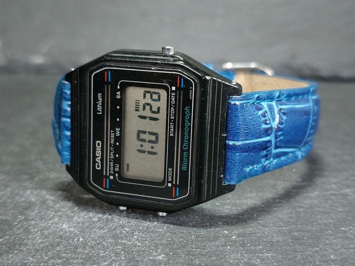 CASIO Casio F-89 мужской цифровой Vintage наручные часы чёрная кожа ремень нержавеющая сталь новый товар батарейка заменена рабочее состояние подтверждено 