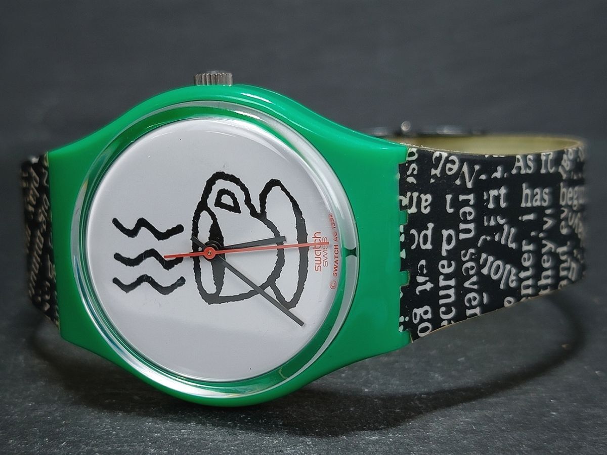  прекрасный товар SWATCH Swatch GENTgentoCAPPUCCINO GG121 аналог кварц Vintage наручные часы иллюстрации циферблат зеленый резиновая лента 