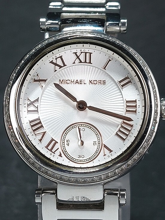 MICHAEL KORS マイケルコース ミニスカイラー MK-5970 アナログ クォーツ 腕時計 ホワイト文字盤 ピンクゴールド印字 新品電池交換済みの画像1