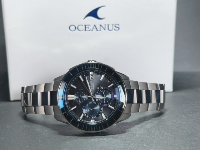 世界限定1500本 美品 江戸切子 サファイアガラスベゼル CASIO カシオ OCEANUS オシアナス マンタ OCW-S4000C-1AJF 腕時計 ソーラー電波_画像7