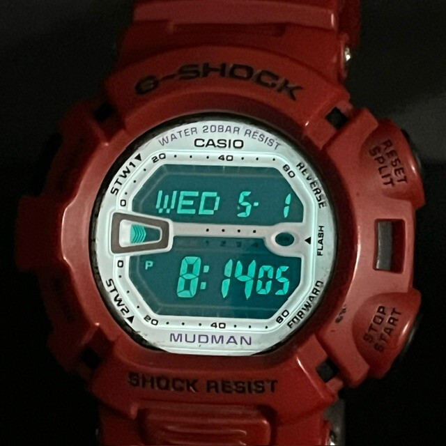 超美品 CASIO G-SHOCK カシオ ジーショック MUDMAN マッドマン G-9000MX-4JF 腕時計 クオーツ 海外モデル アナログ デジタル レッド メンズ_画像9