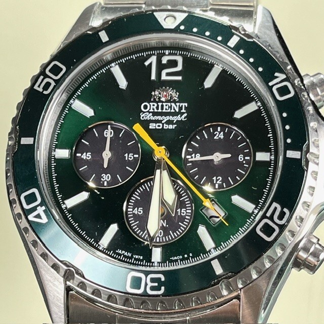  new goods ORIENT SPORTS Orient makoMako solar wristwatch RN-AA0B02R chronograph green analogue solar Powered men's 